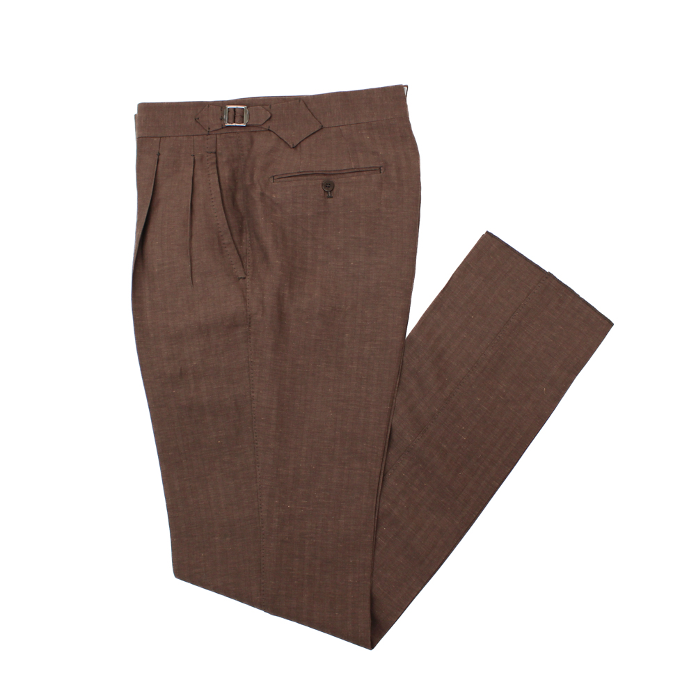2プリーツトラウザーズ ブラウン