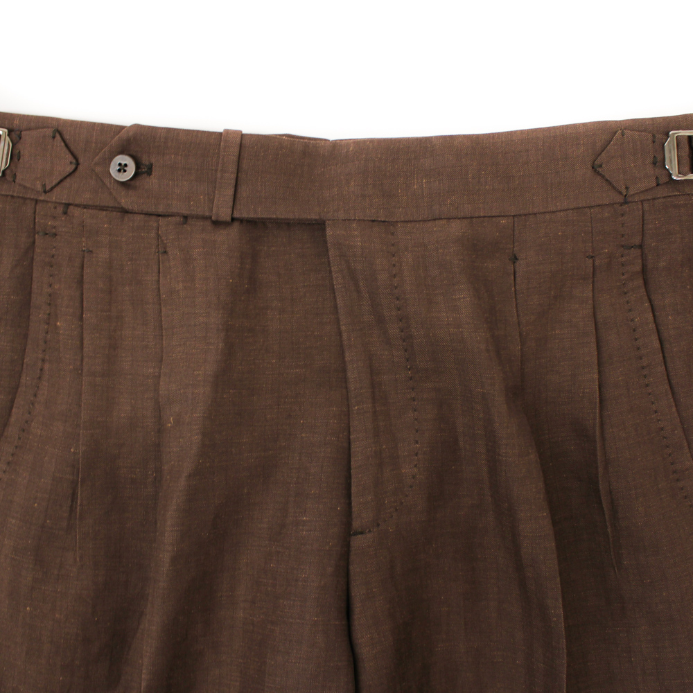 2プリーツトラウザーズ ブラウン