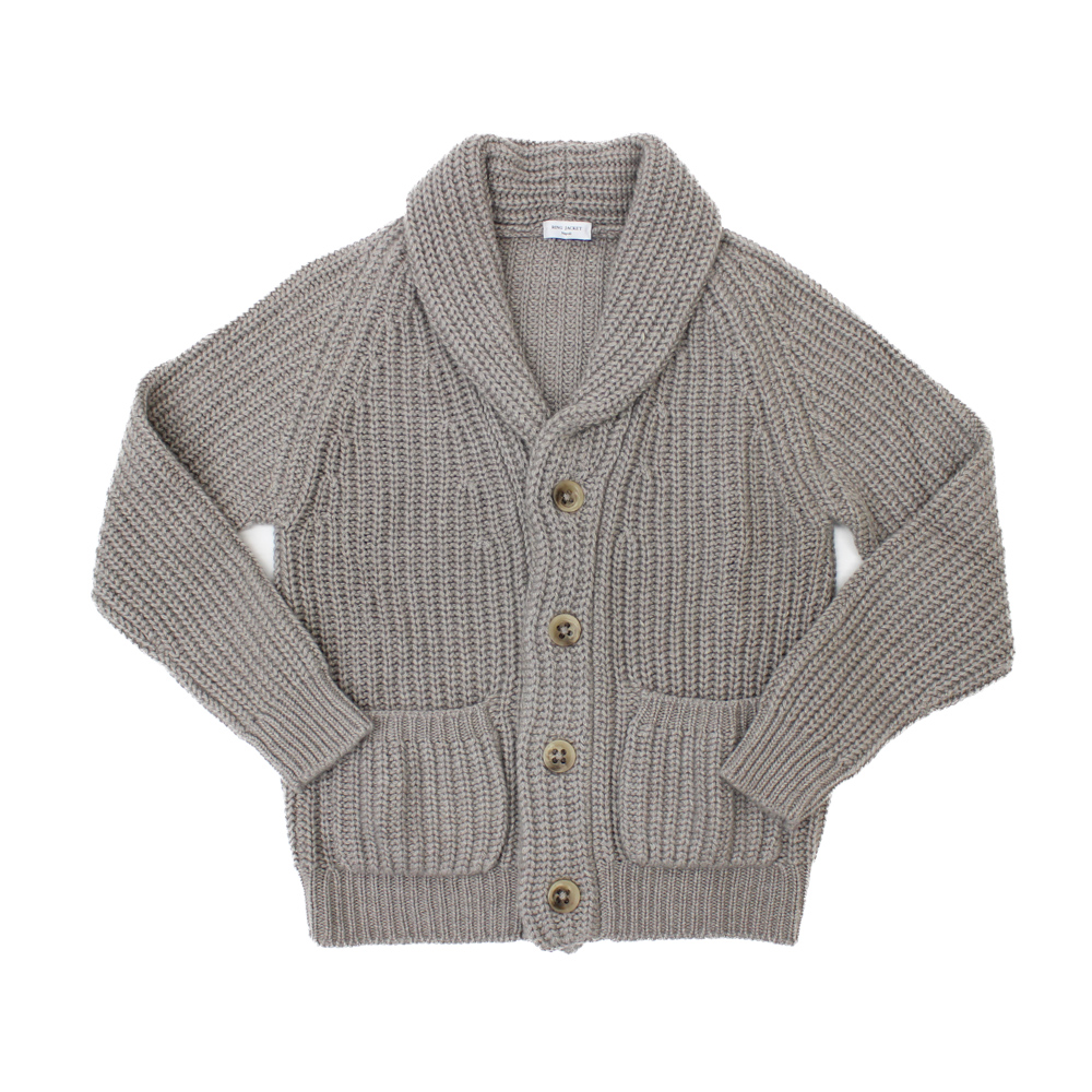 8PLY ショールカラーカーディガン グレージュ