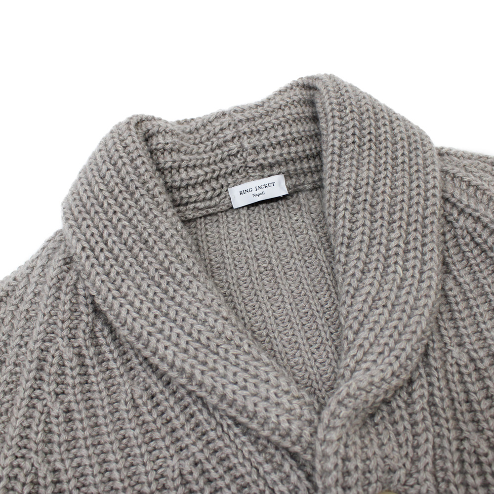 8PLY ショールカラーカーディガン グレージュ