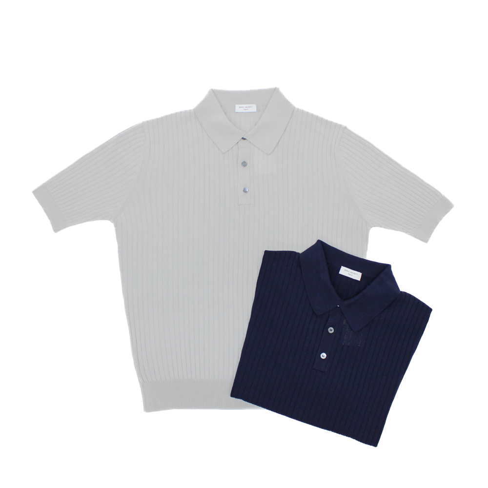 ハイゲージ ニットポロシャツ 全2色