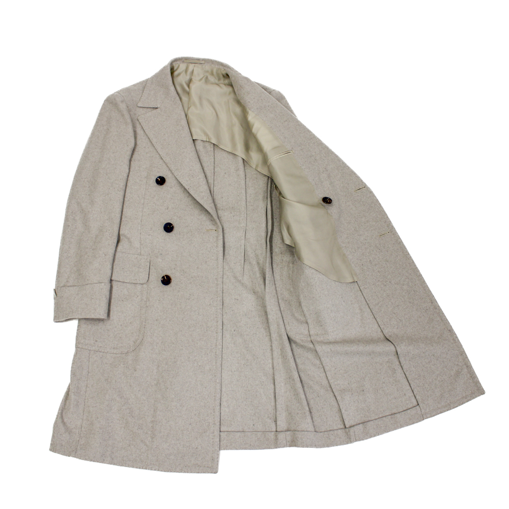 カシミヤ×ミンク アイボリー ポロコート RC-74